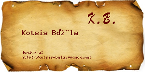 Kotsis Béla névjegykártya